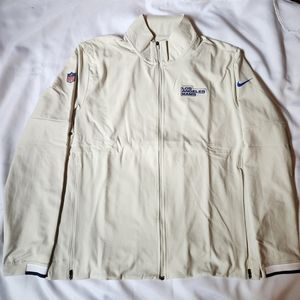 Nike NFL LA Rams Men's Coaches Full Zip Jacket Cream On Field Apparel Football